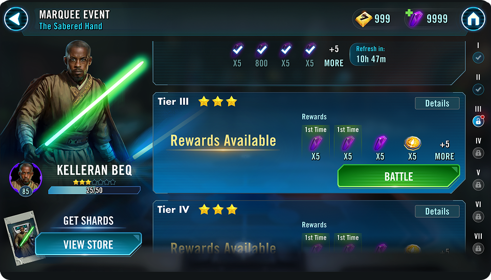 Refined UI — Active tier centered